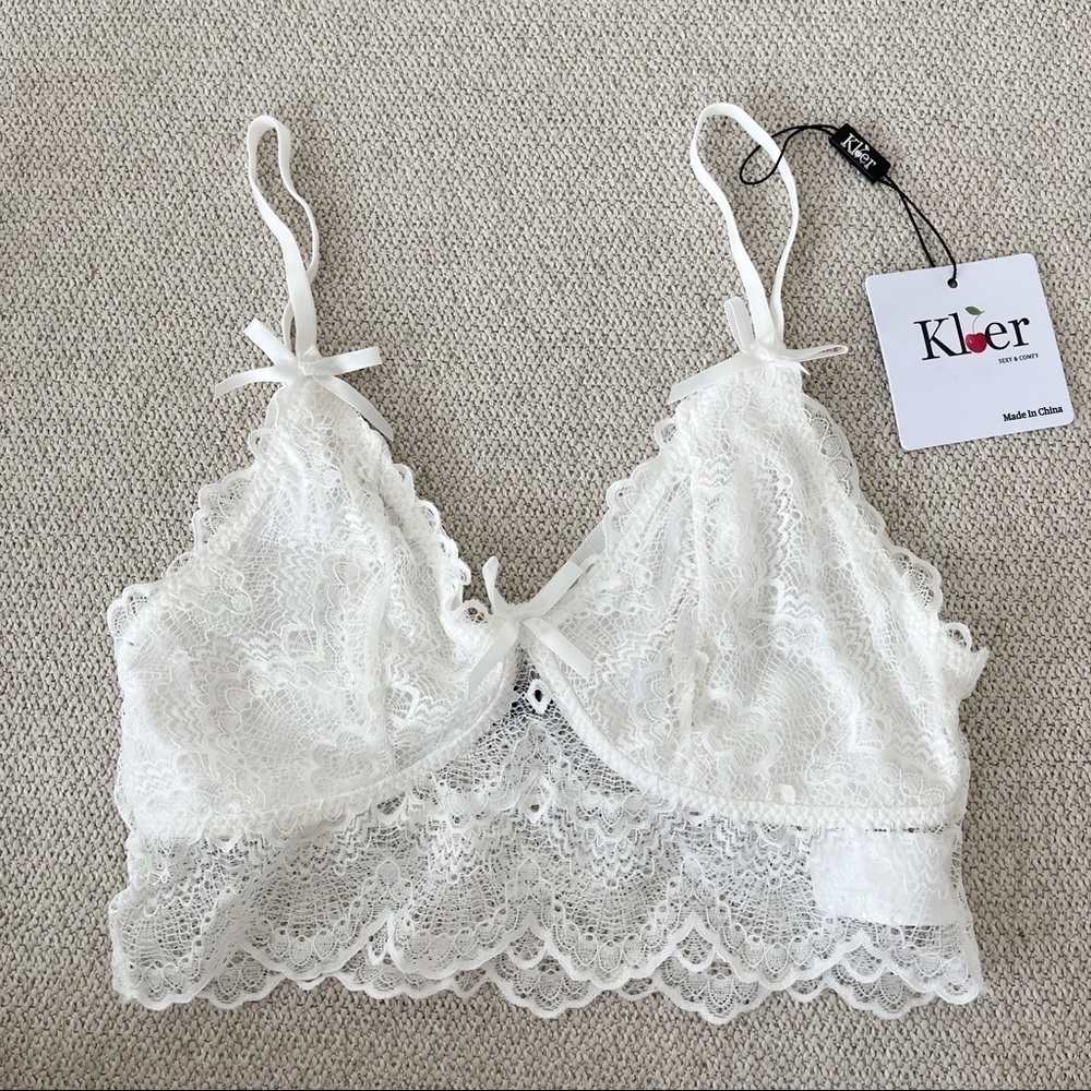 NWT Kler White Lace Adjustable Bralette